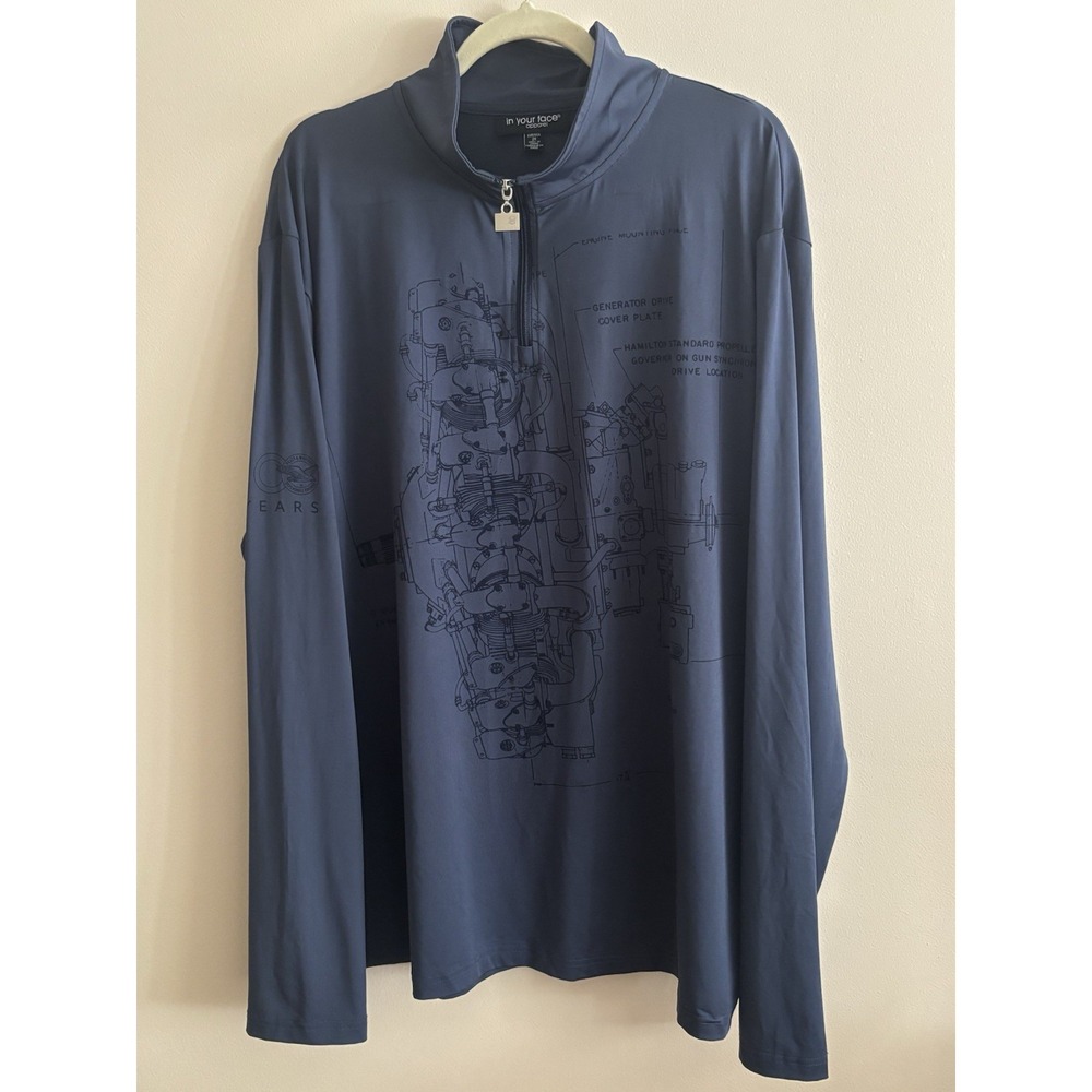 MEN'S Performance 1/4 ZIP Pullover Stretch SHIRT SIZE 2X Pratt & Whitney 100 yrs